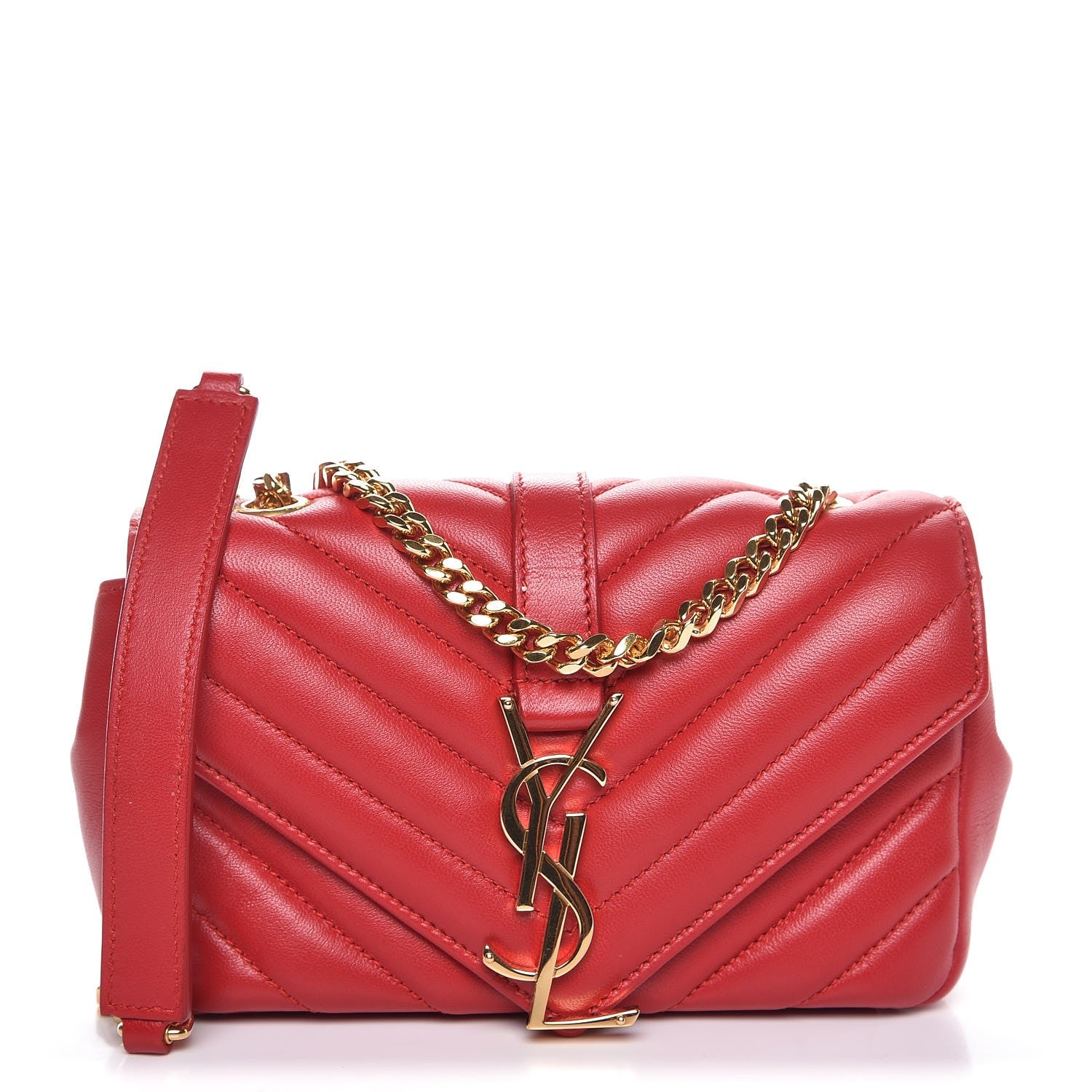 Saint Laurent Nappa Matelasse Chevron Classic Monogram Baby Chain Bag New Red 1 of 8