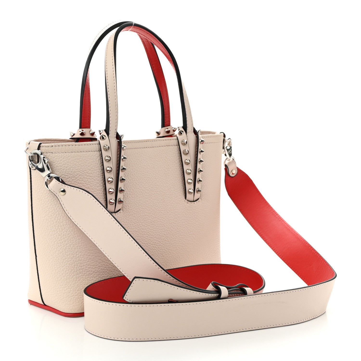 Christian Louboutin Calfskin Spikes Mini East West Cabata Tote Leche 3 of 12