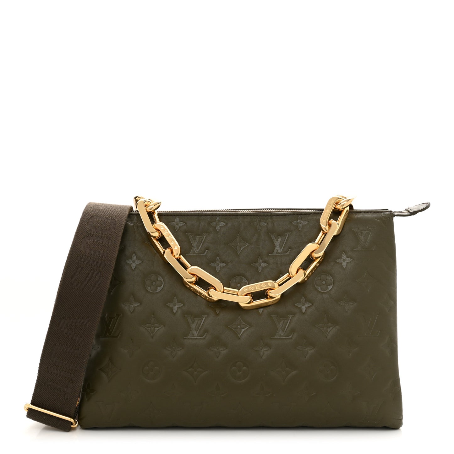 Lambskin Embossed Monogram Coussin MM Khaki