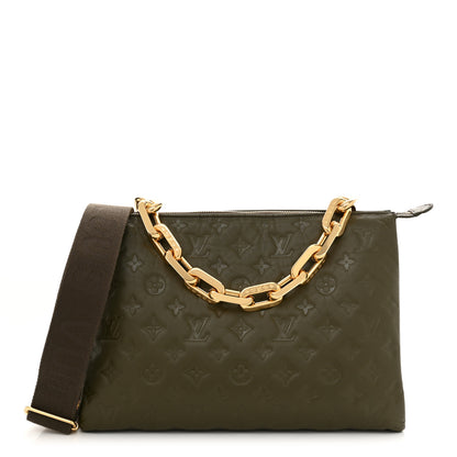Louis Vuitton Lambskin Embossed Monogram Coussin MM Khaki 1 of 9