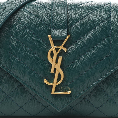 Saint Laurent Grain De Poudre Textured Mixed Matelasse Triquilt Small Monogram Satchel Sea Turquoise 11 of 11