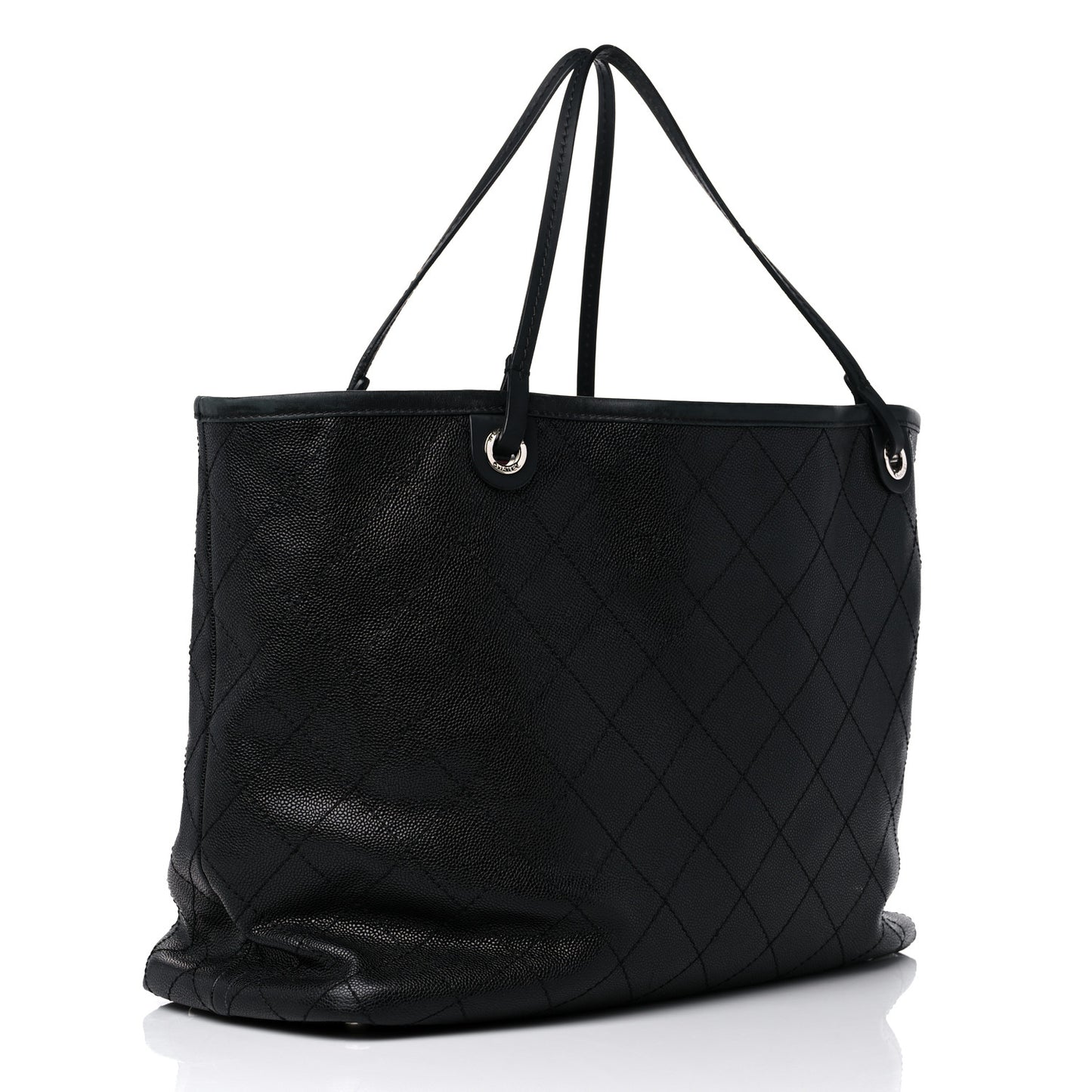 Grained Calfskin Large Shopping Fever Tote Black