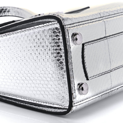 Salvatore Ferragamo Metallic Snakeskin Medium Boxyz Silver 8 of 8