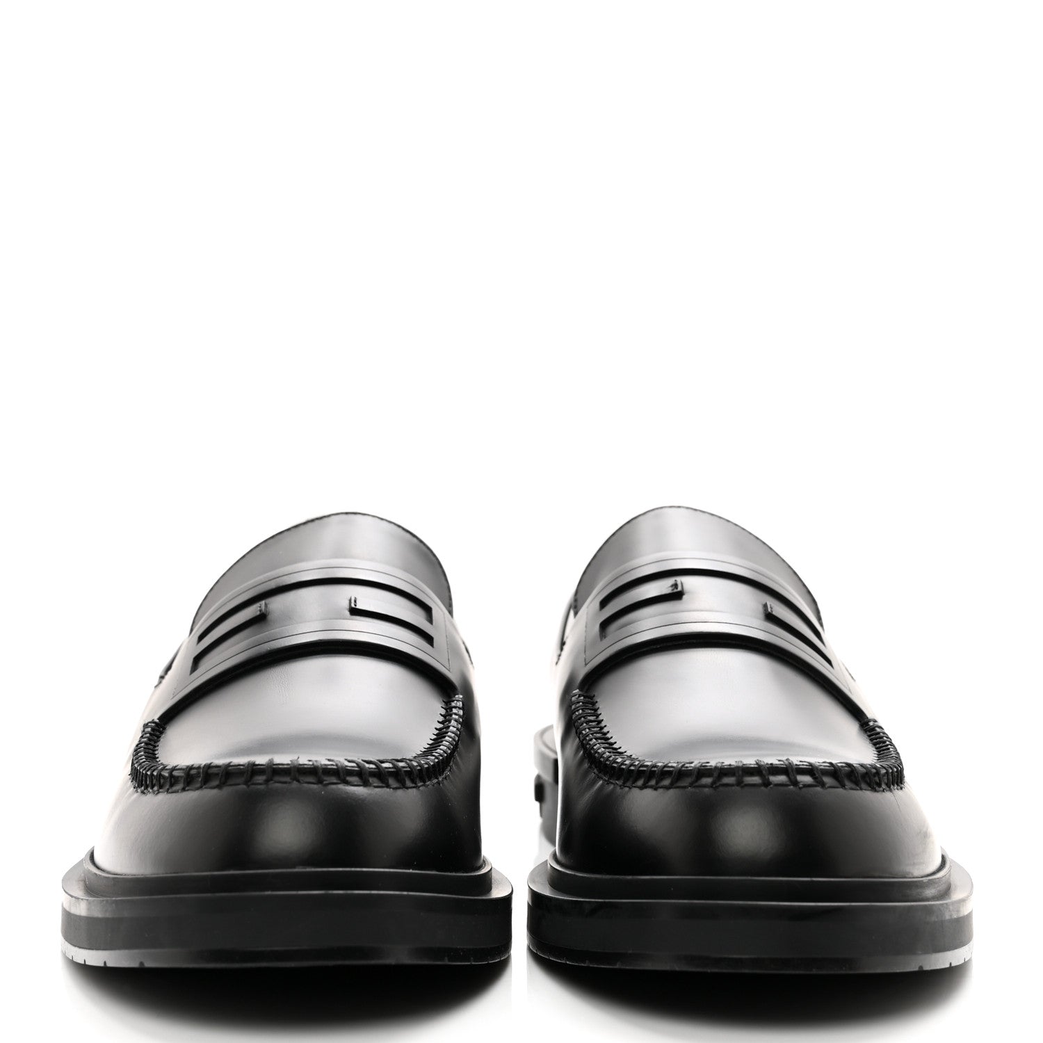Fendi Vitello Abrasivato Mens Frame Loafers 8 Black 2 of 10