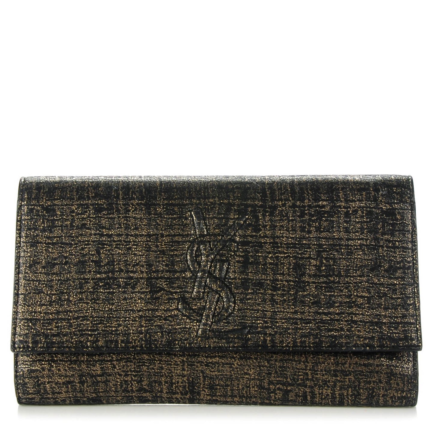 Metallic Suede Large Belle De Jour Clutch Black Gold