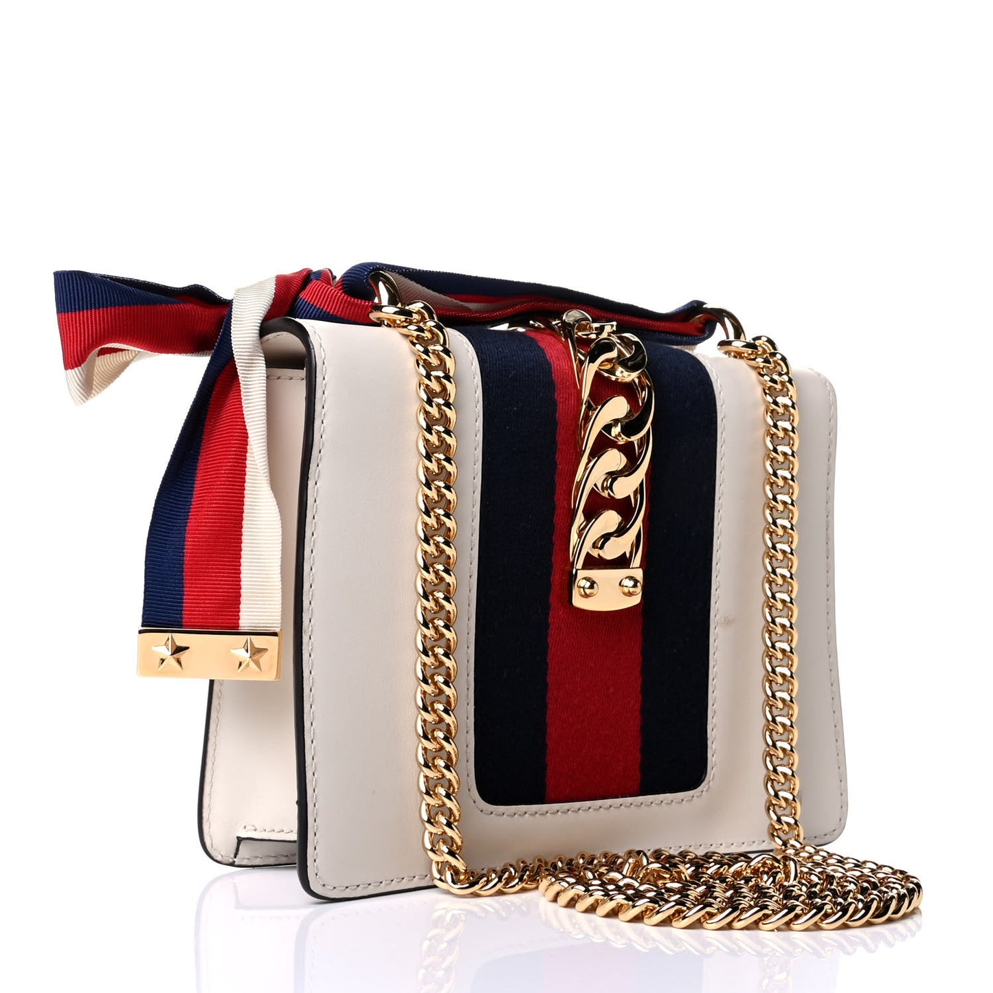 Calfskin Mini Sylvie Chain Shoulder Bag White