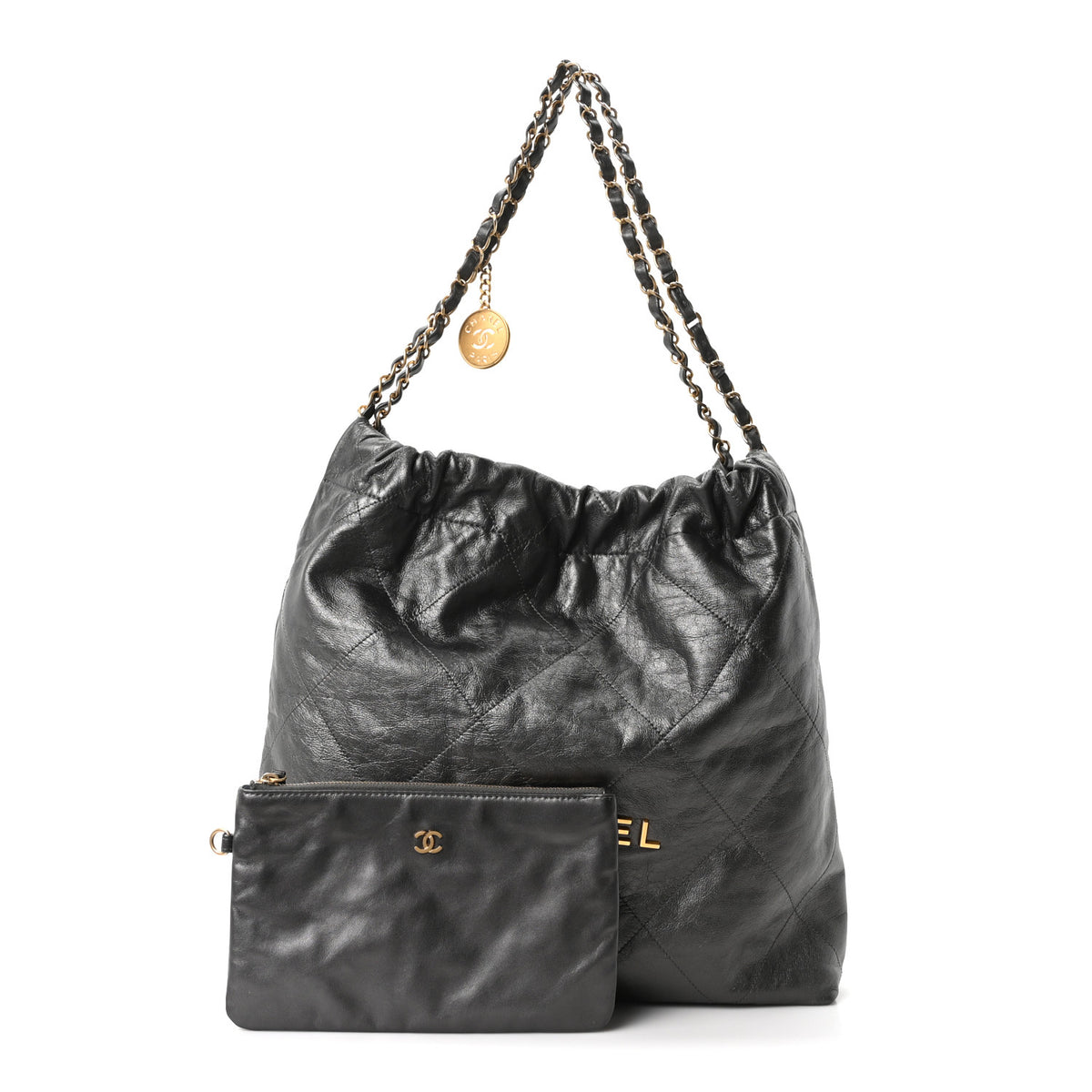 Chanel Metallic Calfskin Quilted Chanel 22 Ruthenium 2 of 10