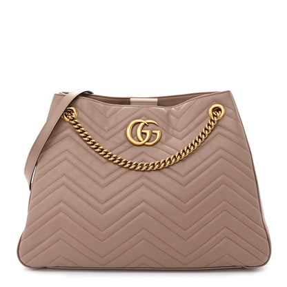 Gucci Calfskin Matelasse Medium GG Marmont Tote Porcelain Rose 1 of 10