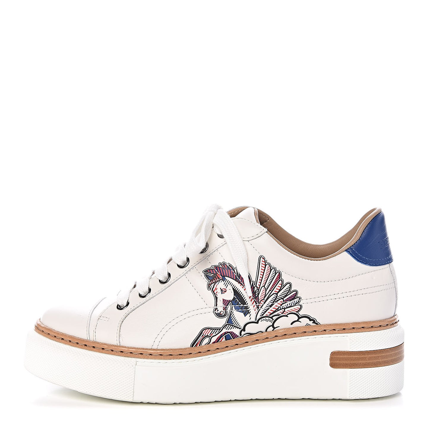Calfskin Pegase Pop Polo Sneakers 36 Multicolor White