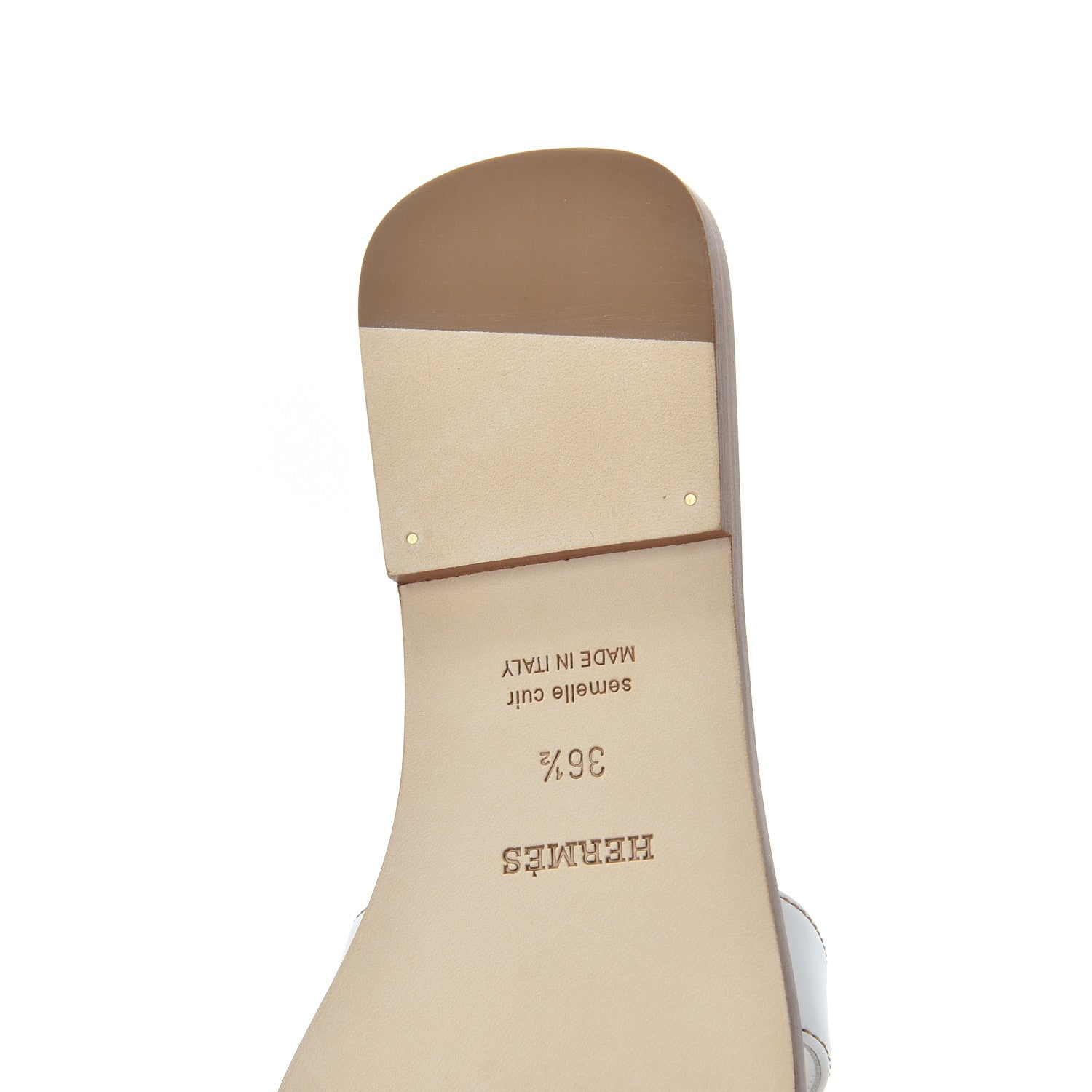 Hermes Box Calfskin Oran Sandals 36.5 White 15 of 16