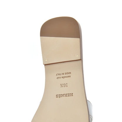 Hermes Box Calfskin Oran Sandals 36.5 White 15 of 16