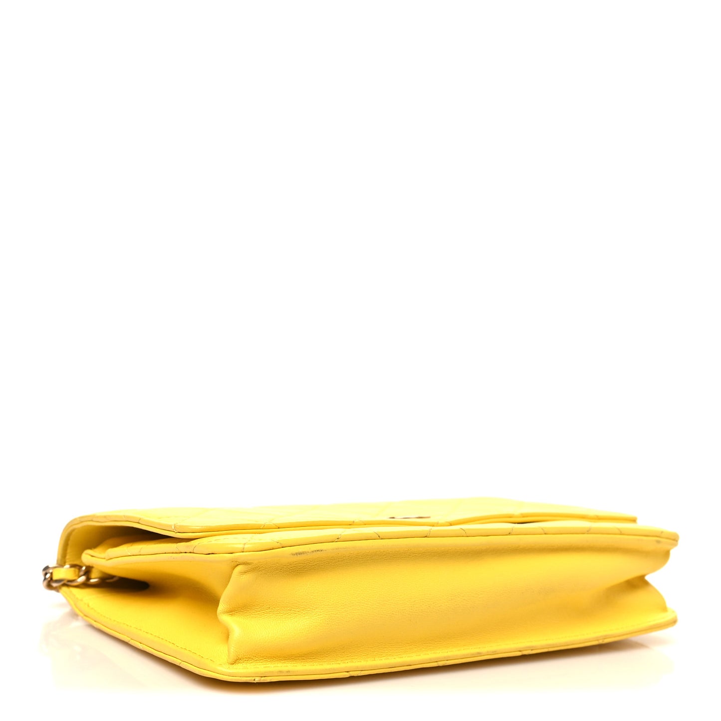 Lambskin Quilted Wallet on Chain WOC Yellow