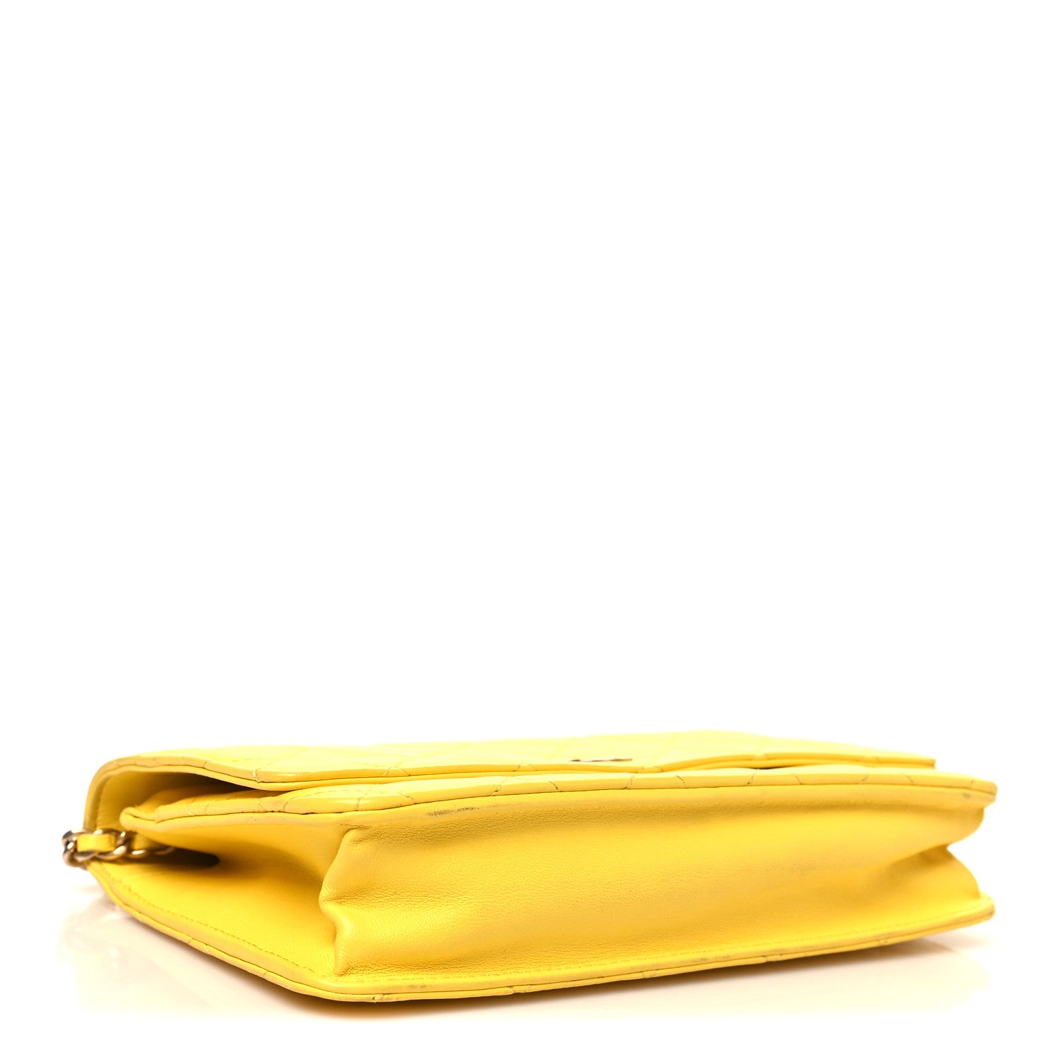 Chanel Lambskin Quilted Wallet on Chain WOC Yellow 4 of 12