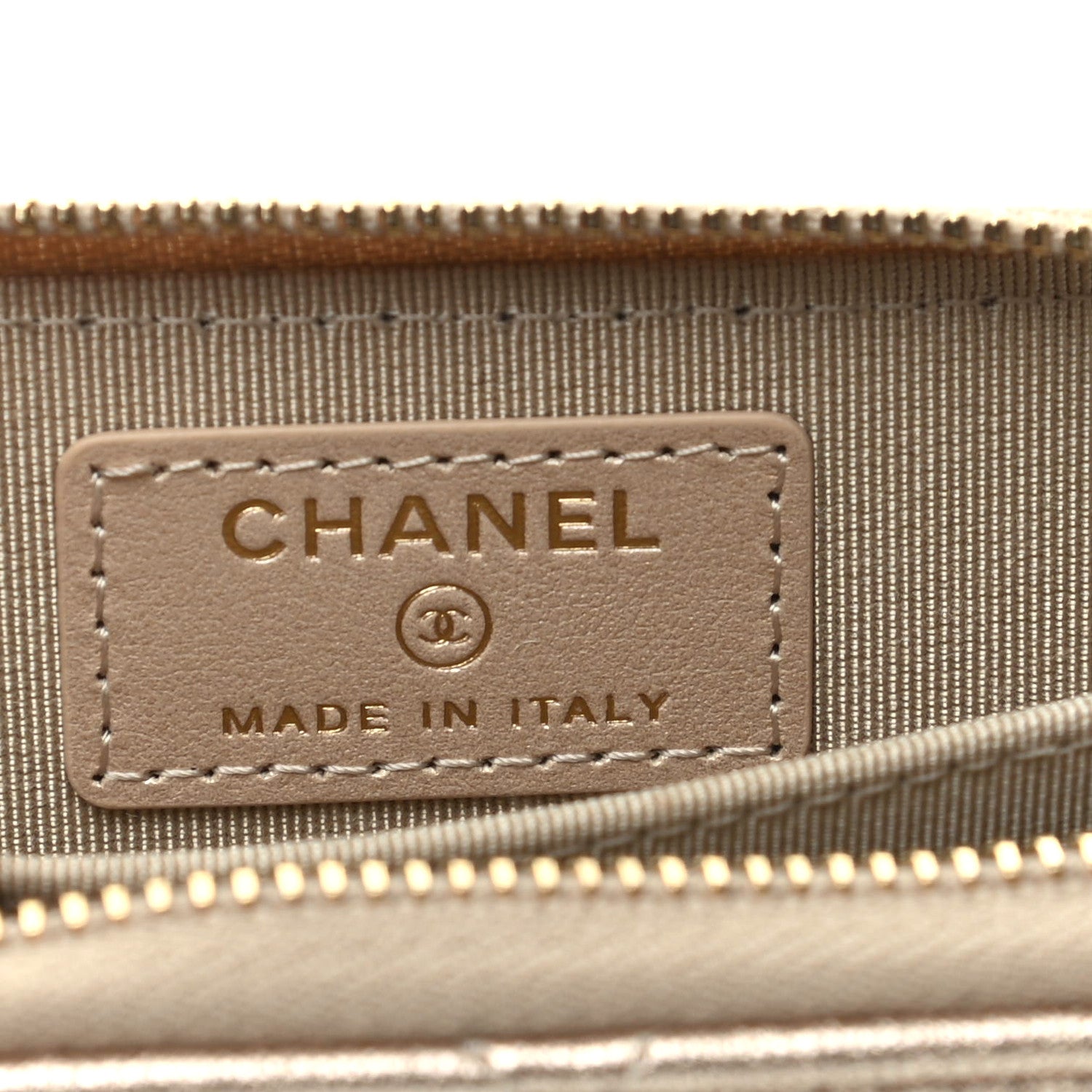 Chanel Metallic Lambskin Quilted Zip Coin Purse Wallet Gold 5 of 7