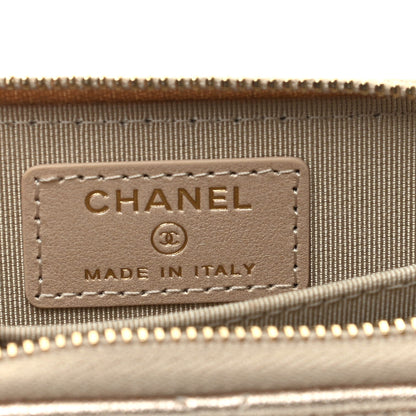 Chanel Metallic Lambskin Quilted Zip Coin Purse Wallet Gold 5 of 7