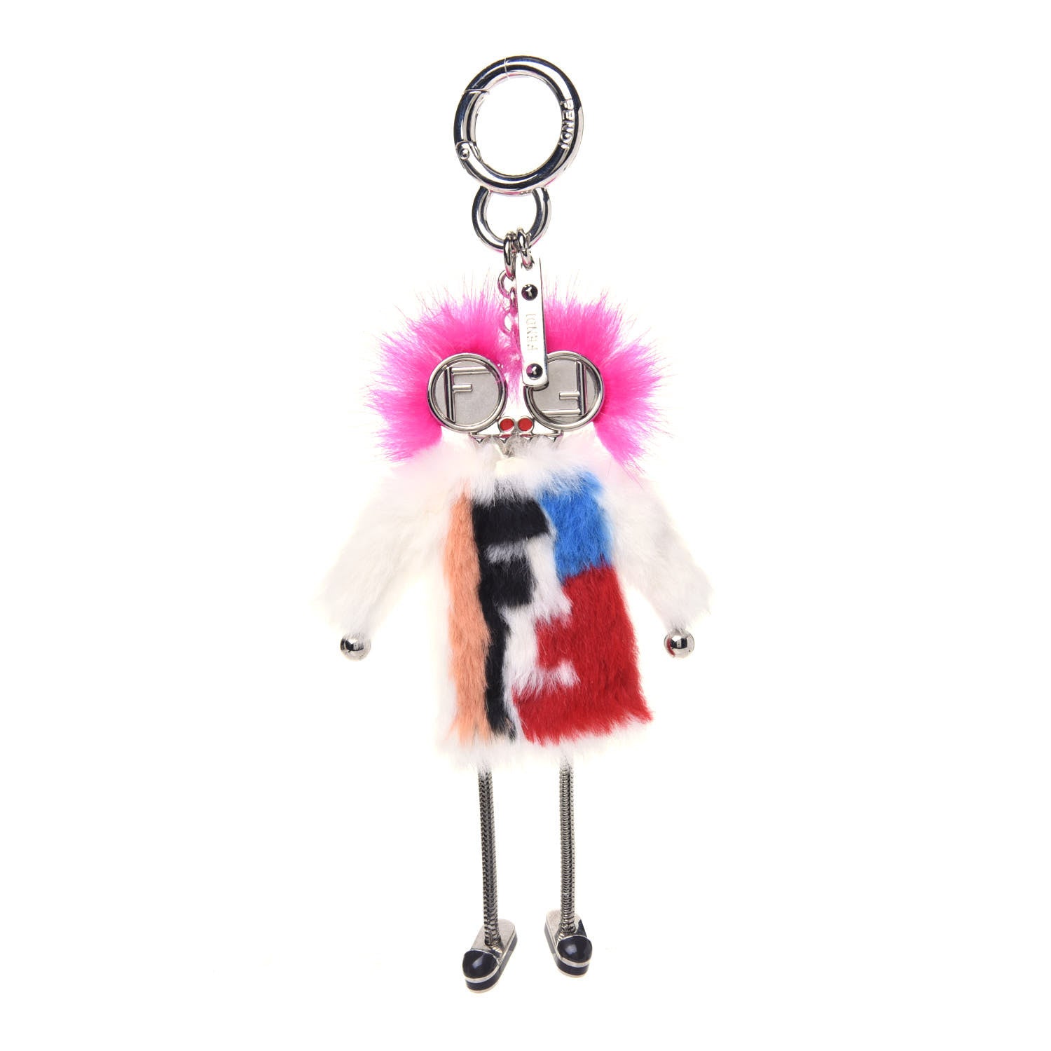 Fendi Rabbit Mink Fox Fur F is Fendi Teen Witch Bag Charm White Multicolor 1 of 8