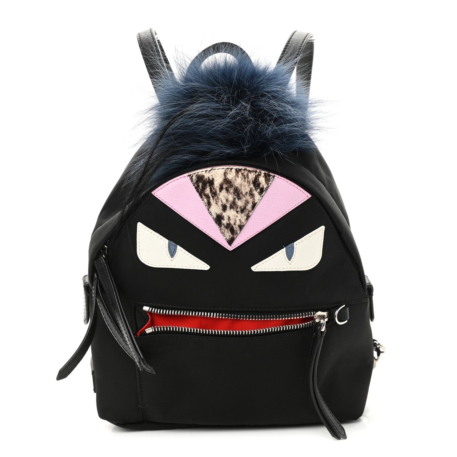 Fendi Nylon Vitello Fox Goat Fur Monster Eyes Mini Backpack Black Multicolor Sky 1 of 10