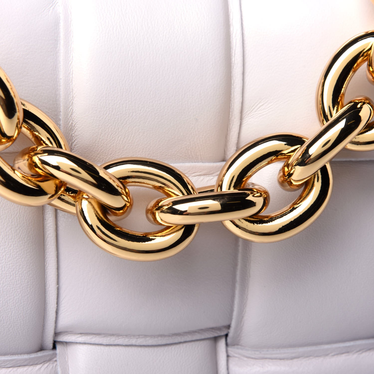 Bottega Veneta Lambskin Maxi Intreccio Padded Chain Cassette Crossbody Bag White 4 of 4