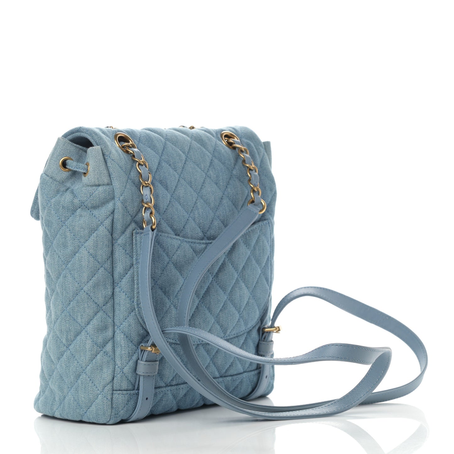 Washed Denim Quilted Small Urban Spirit Backpack Light Blue