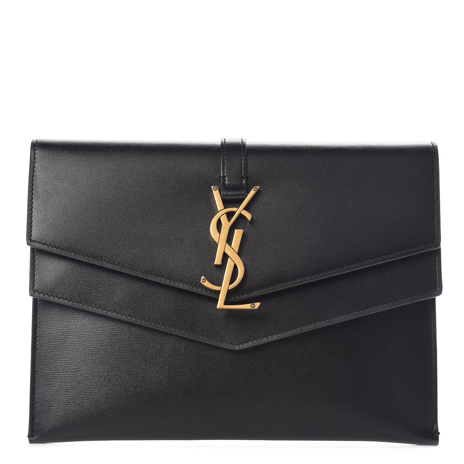 Saint Laurent Smooth Calfskin Monogram Sulpice Clutch Black 1 of 7