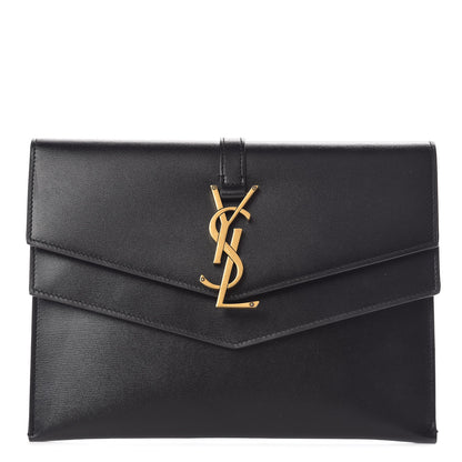 Saint Laurent Smooth Calfskin Monogram Sulpice Clutch Black 1 of 7