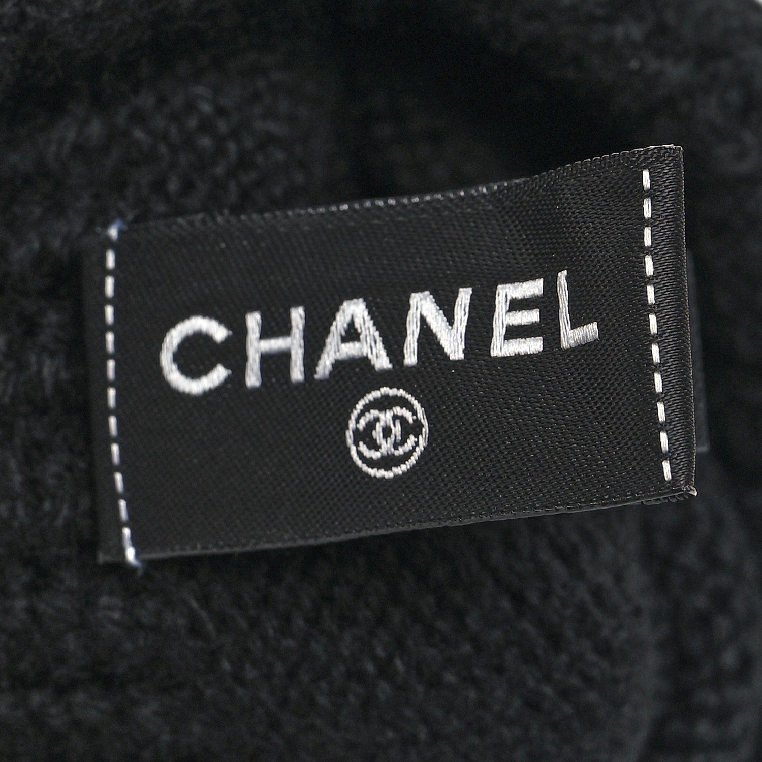 Chanel Wool Cashmere Silk Logo Gloves Black 3 of 4