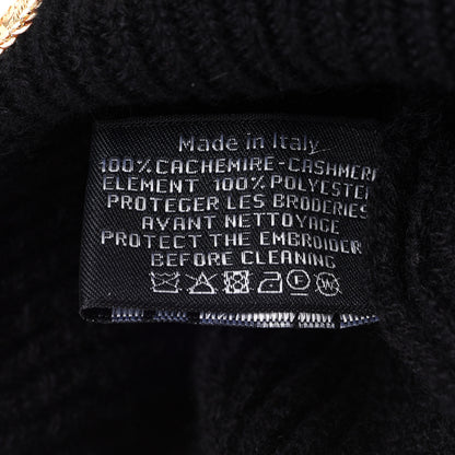 Chanel Cashmere Sequin Logo Beanie Hat Black Gold 7 of 7
