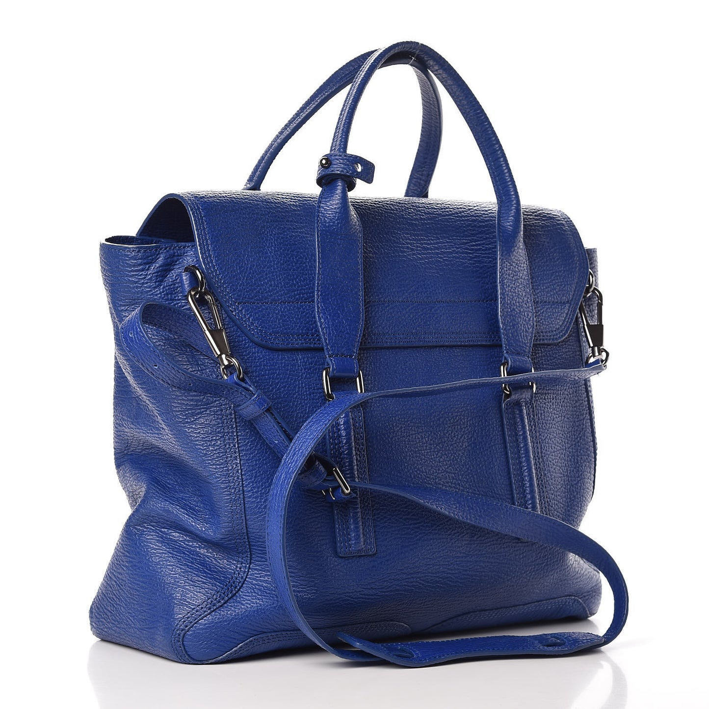 3.1 Textured Calfskin Large Pashli Satchel Cobalt
