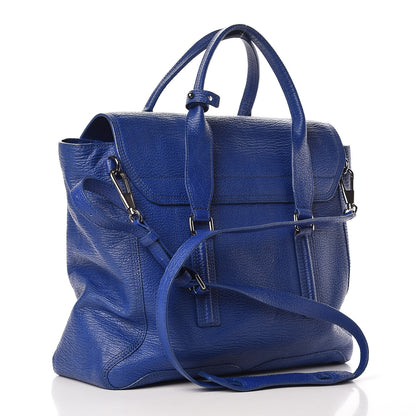 3.1 Phillip Lim 3.1 Textured Calfskin Large Pashli Satchel Cobalt 3 of 10