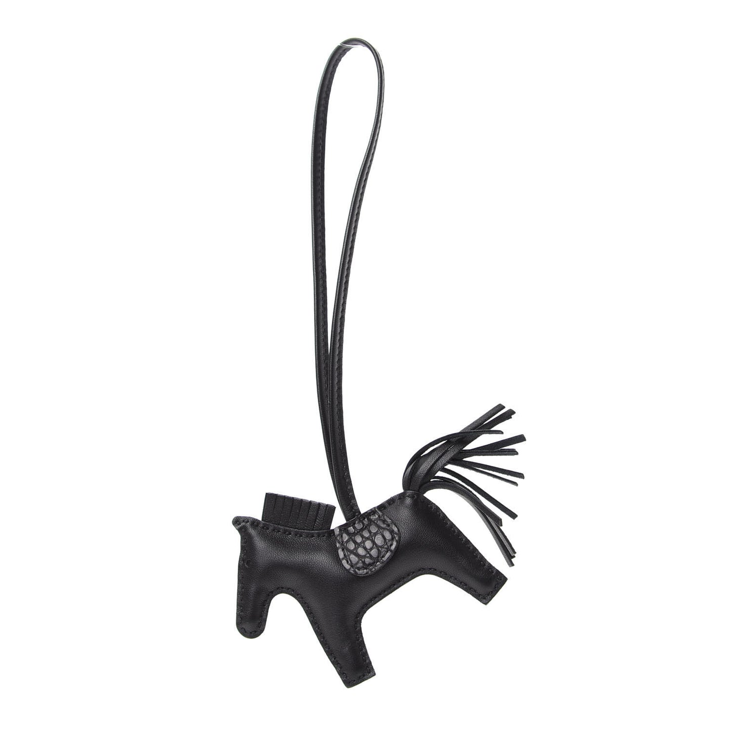 Milo Lambskin Matte Alligator Touch Grigri Rodeo Horse Bag Charm PM So Black