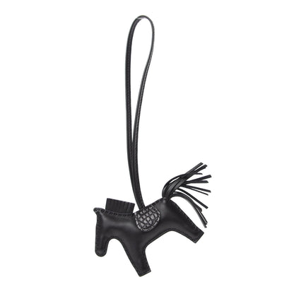 Hermes Milo Lambskin Matte Alligator Touch Grigri Rodeo Horse Bag Charm PM So Black 1 of 6