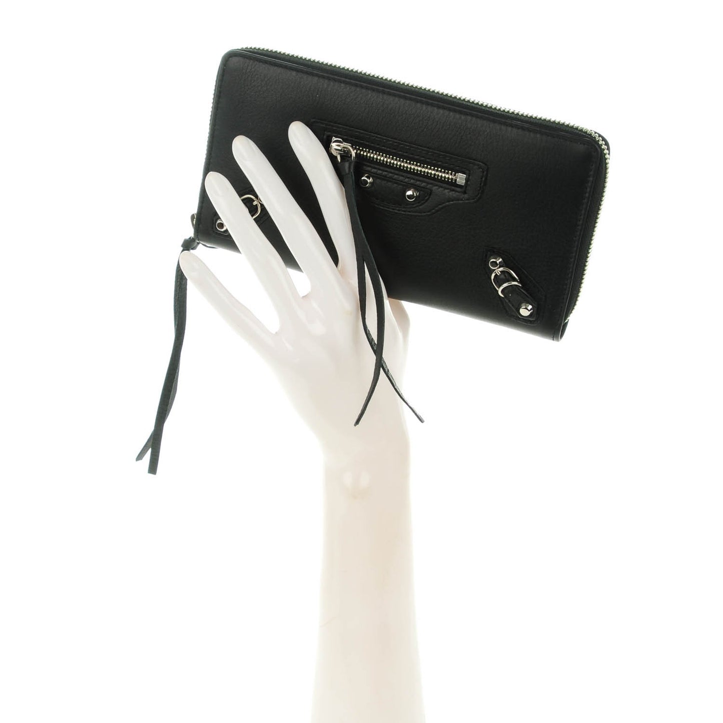 Calfskin Papier Continental Zip Around Wallet Black