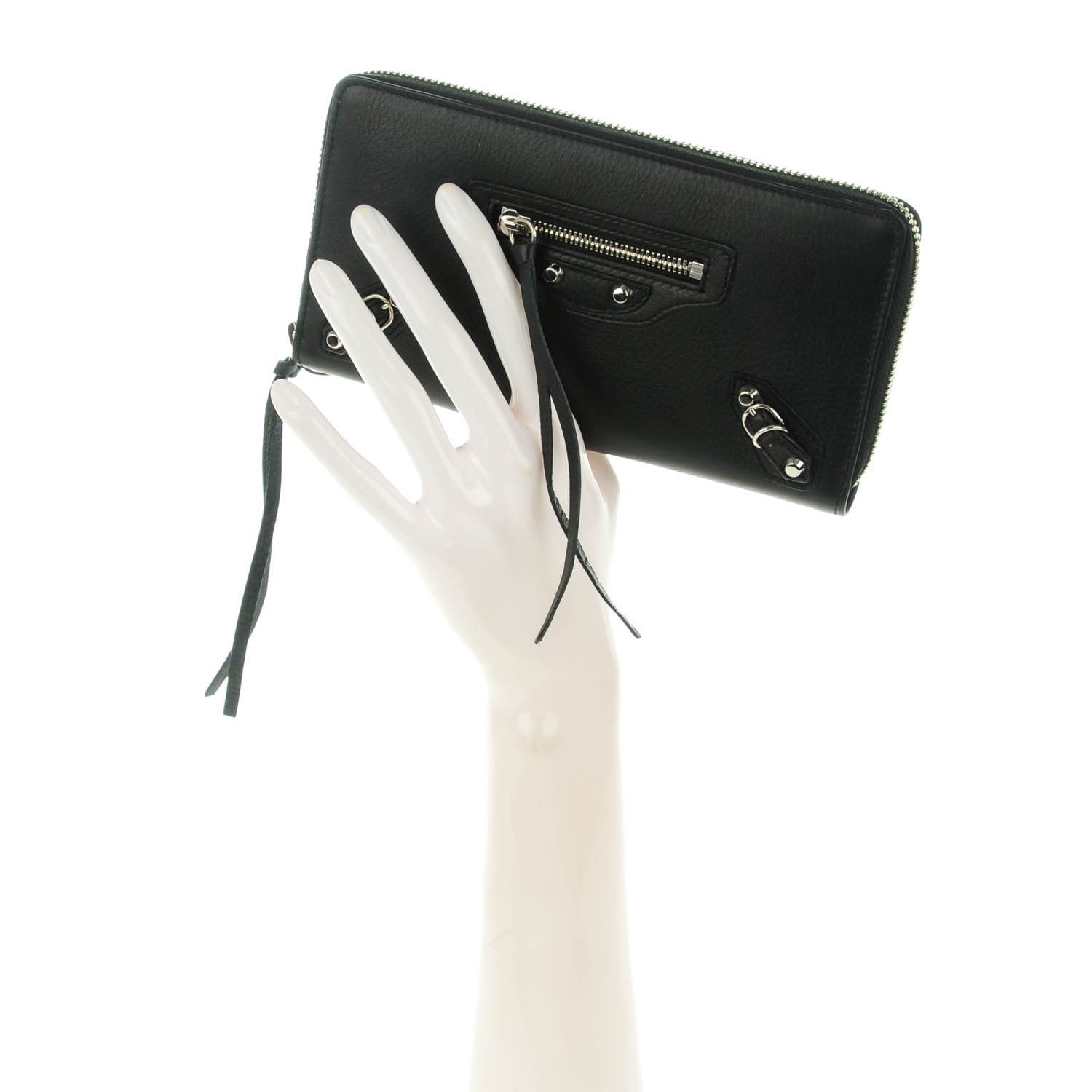 Balenciaga Calfskin Papier Continental Zip Around Wallet Black 2 of 7