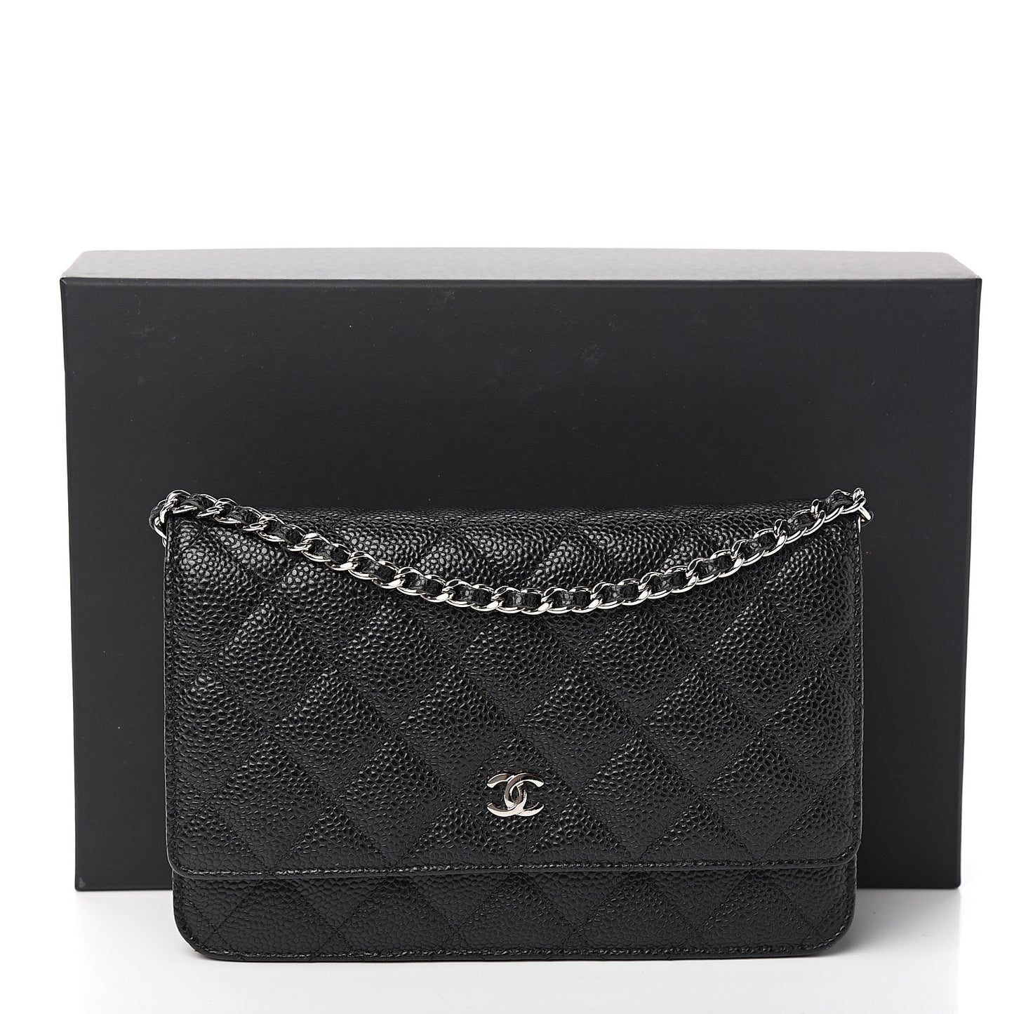 Caviar Quilted Wallet On Chain WOC Black