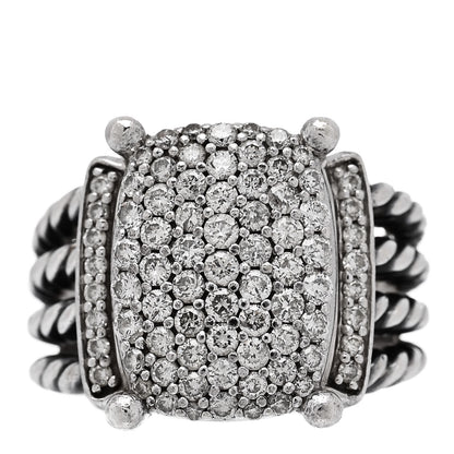 David Yurman Sterling Silver Diamond 16mm Wheaton Ring 54 6.75 1 of 5