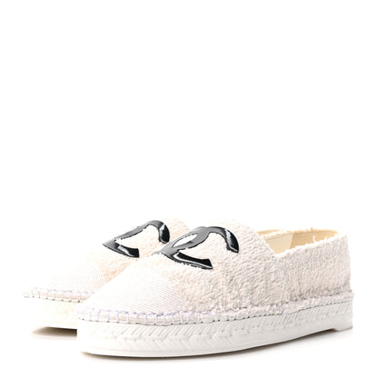 Chanel Tweed Grosgrain Patent CC Espadrilles 35 White Black 4 of 10
