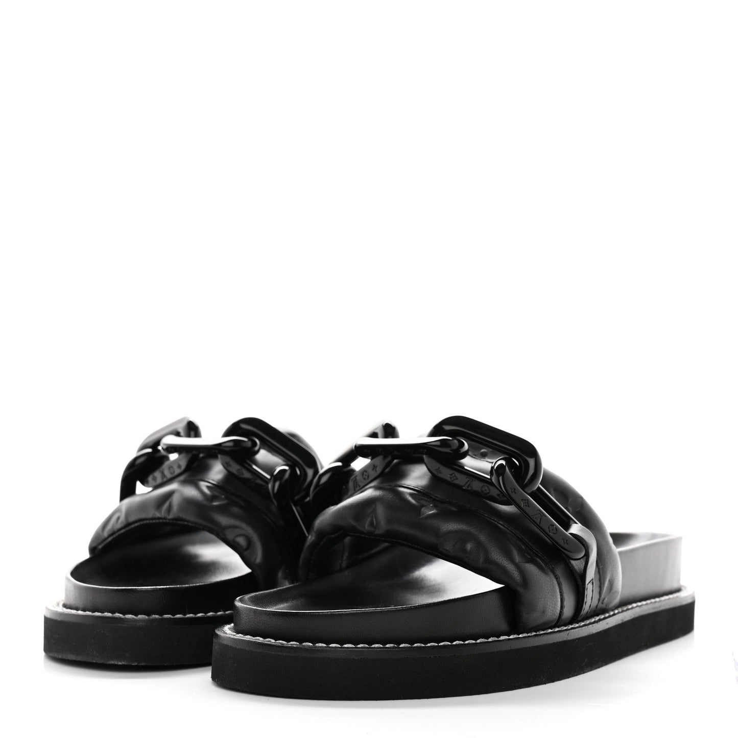 Calfskin Embossed Monogram Sunset Flat Comfort Mule 36 Black