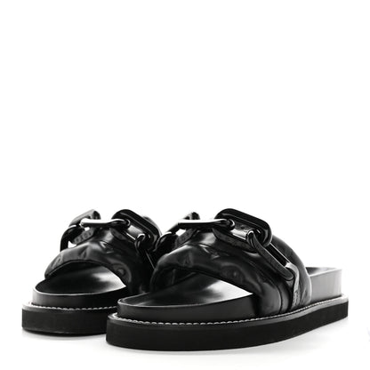 Louis Vuitton Calfskin Embossed Monogram Sunset Flat Comfort Mule 36 Black 3 of 10