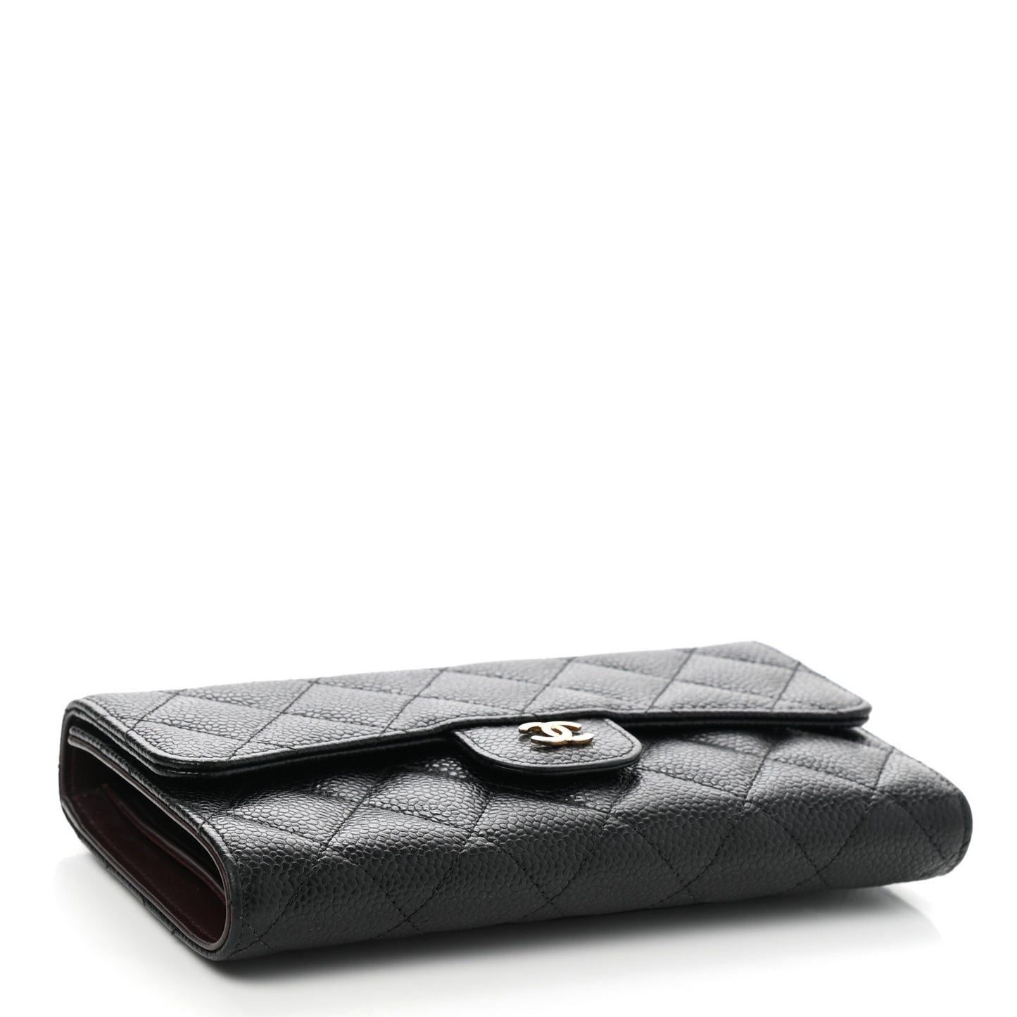 Caviar Quilted Large Flap Wallet Black
