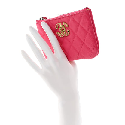 Chanel Caviar Quilted Small Chanel 19 Mini Pouch Dark Pink 2 of 8
