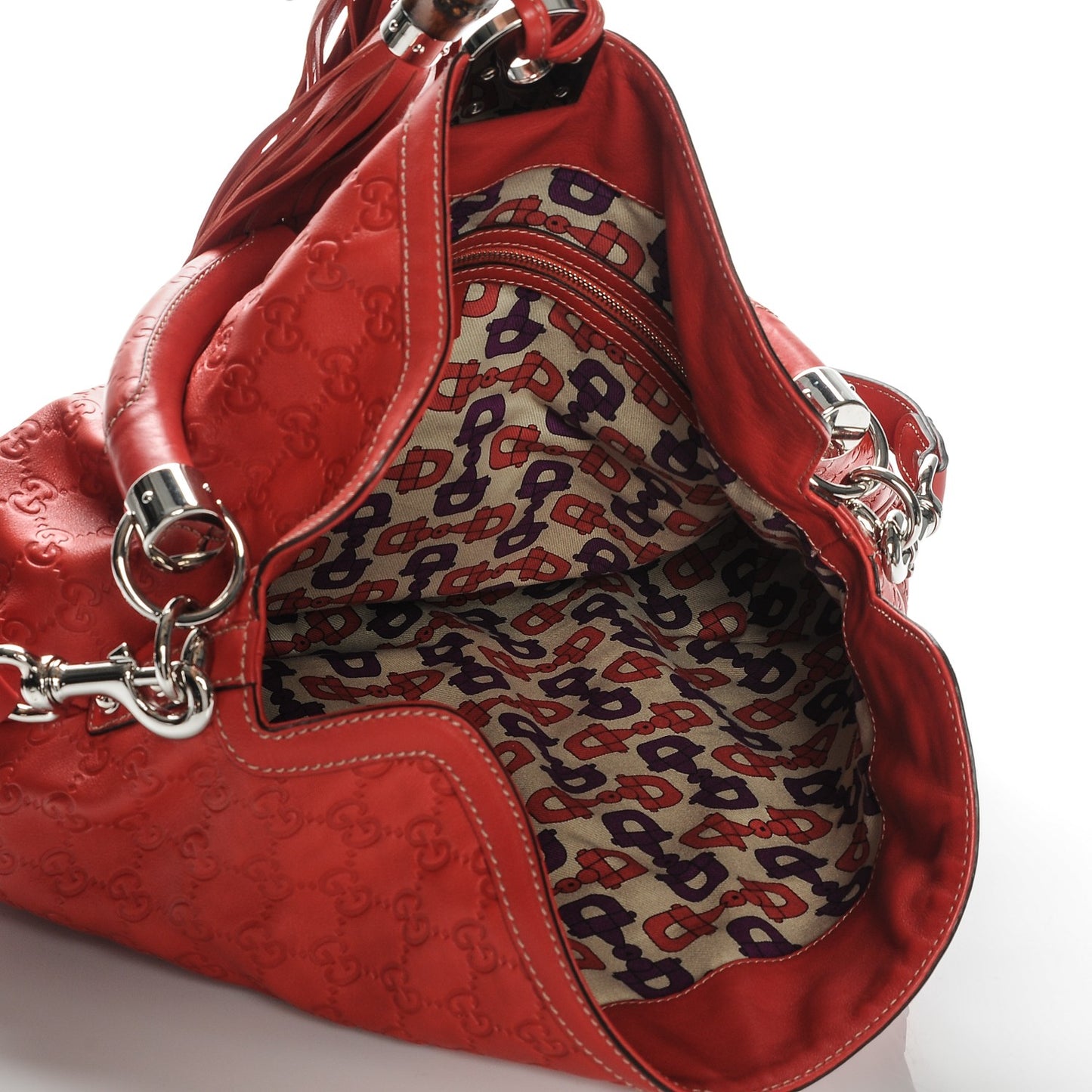 Guccissima Large Indy Top Handle Hobo Red