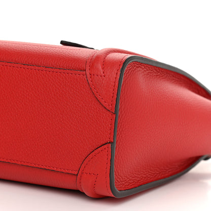 Celine Drummed Calfskin Nano Luggage Coquelicot 9 of 10