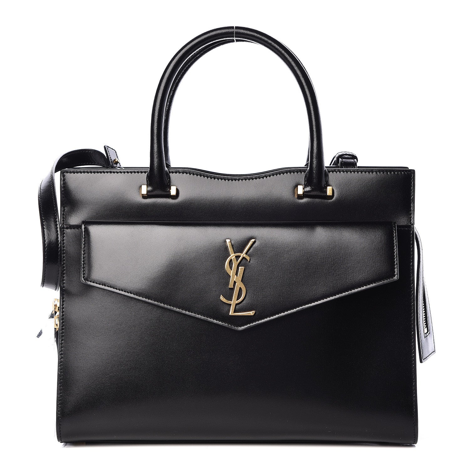 Saint Laurent Shiny Calfskin Medium Uptown Tote Black 1 of 11