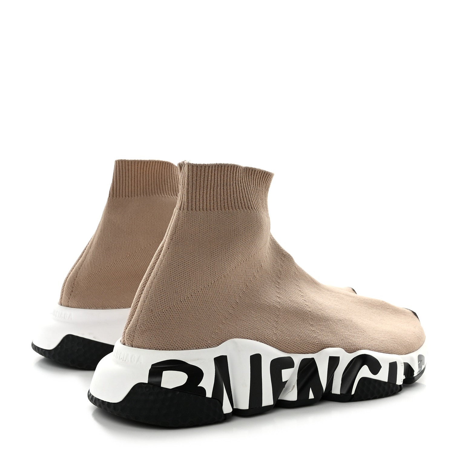 Balenciaga Neoprene Knit Womens Speed Graffiti Sneakers 38 Beige White Black 4 of 9