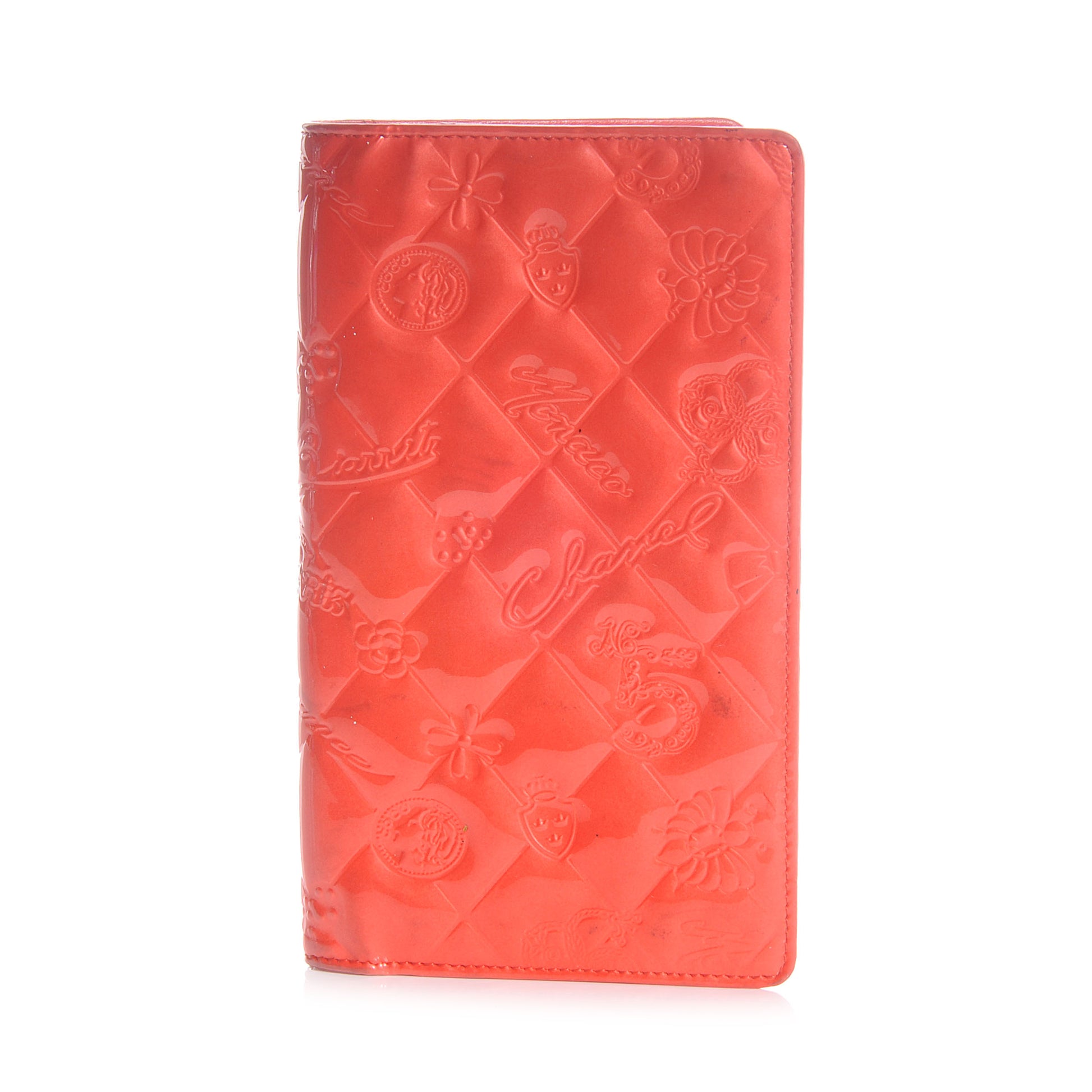 Chanel Patent Lucky Symbols Yen Wallet Coral 1 of 7