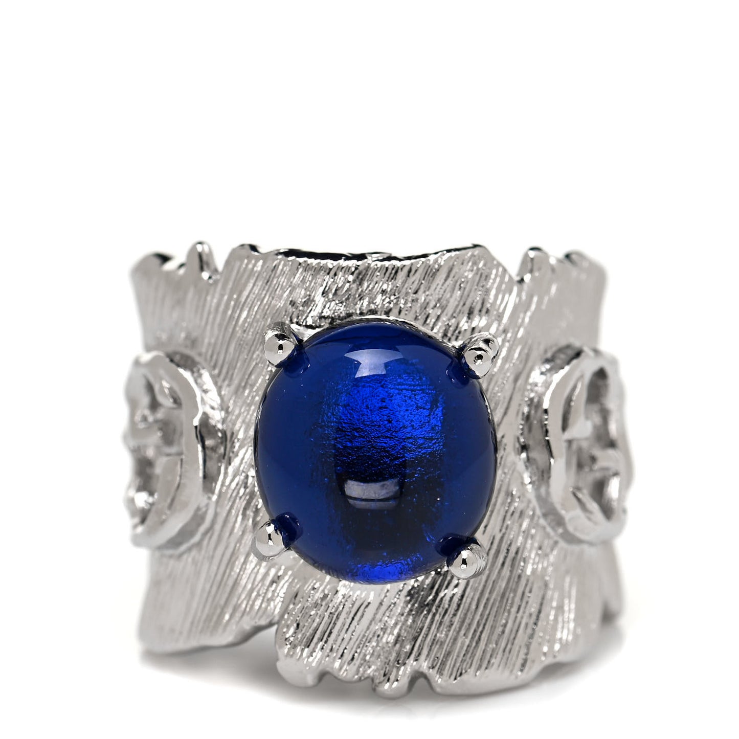Metal Crystal GG Ring M Silver Blue