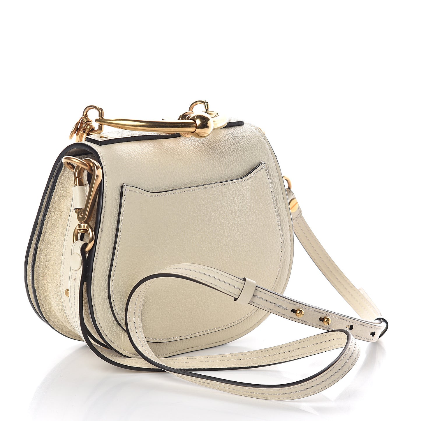 Calfskin Suede Small Nile Bracelet Bag Off White