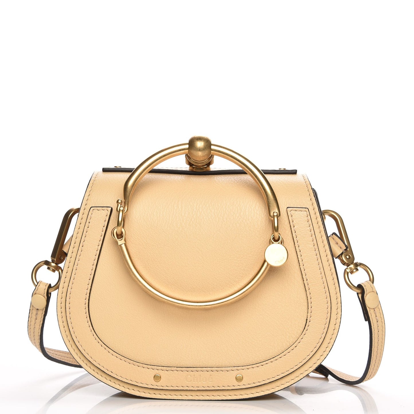 Calfskin Suede Small Nile Bracelet Bag Subtle Yellow