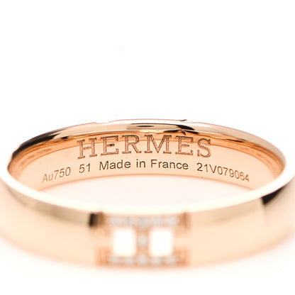 Hermes 18K Rose Gold Diamond Ever Herakles Wedding Band Ring 51 5.75 4 of 5