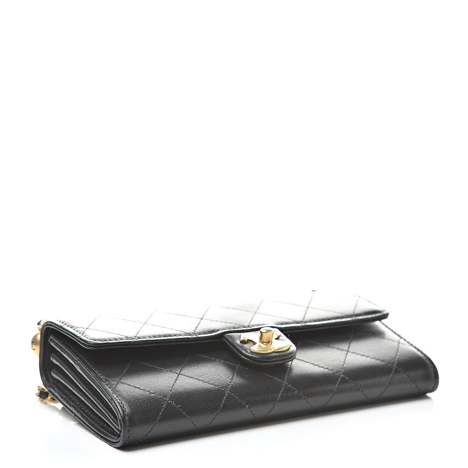 Chanel Goatskin Quilted Chic Pearls Clutch With Chain Black 4 of 12